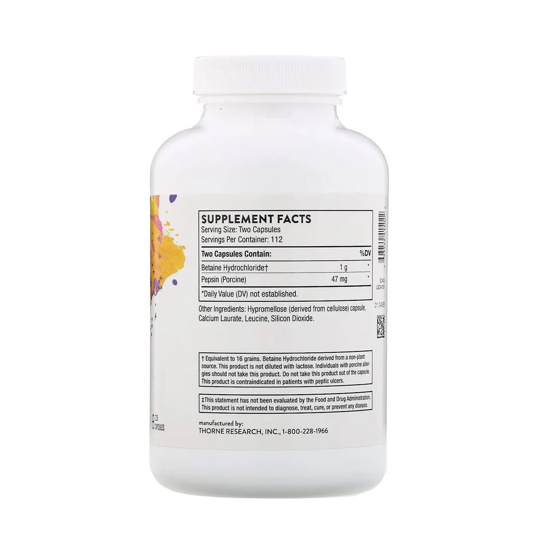 Thorne Betaine HCL & Pepsin - 225 Capsules