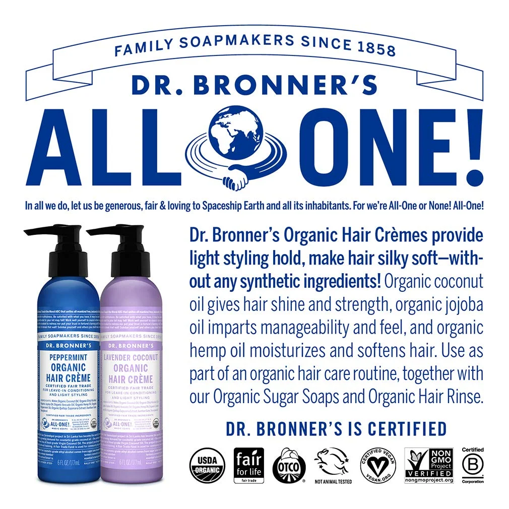 Dr. Bronner's Organic Hair Creme Lavender Coconut - 6 fl oz