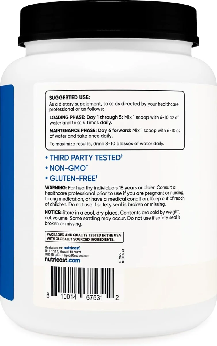 Nutricost Creatine Monohydrate Powder Unflavored - 2.2 lbs