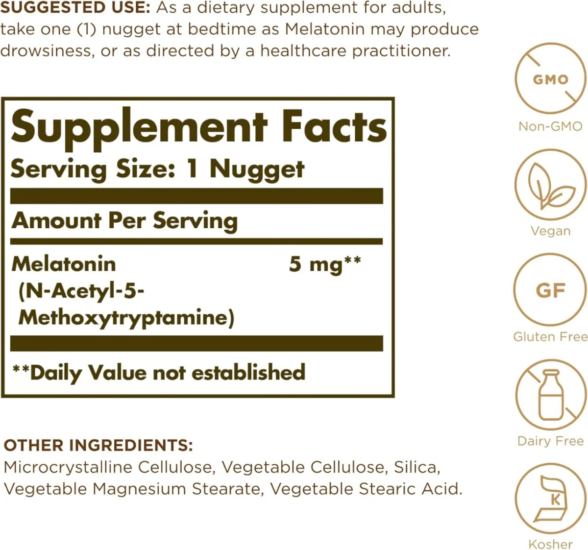 Solgar Melatonin - 5 mg - 60 Nuggets
