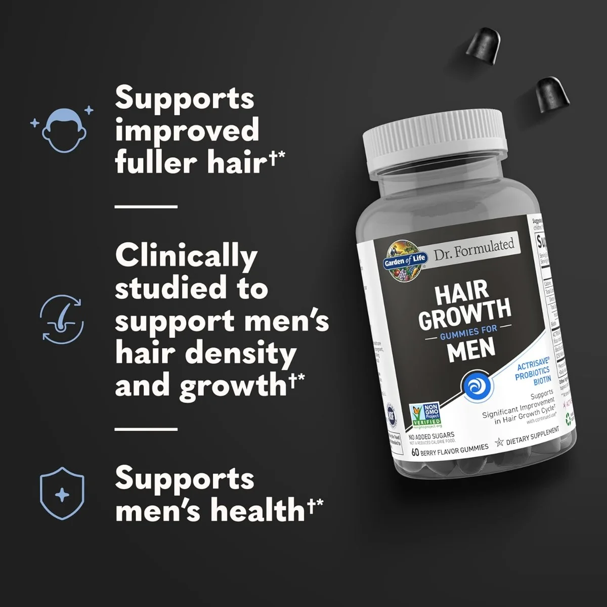Garden of Life, Hair Growth Gummies for Men, Berry, 60 Gummies