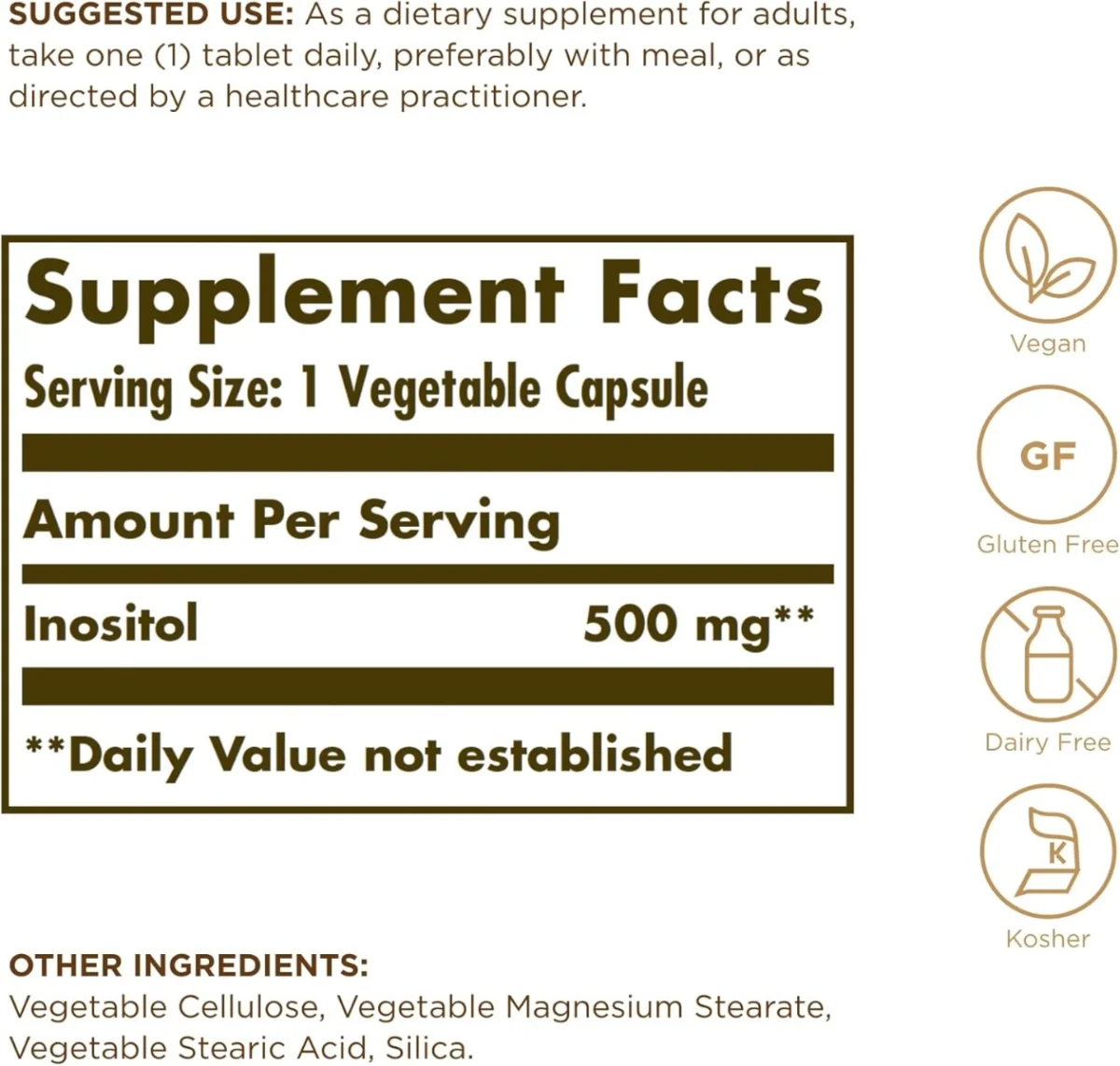 Solgar Inositol - 500 mg - 100 Vegetable Capsules