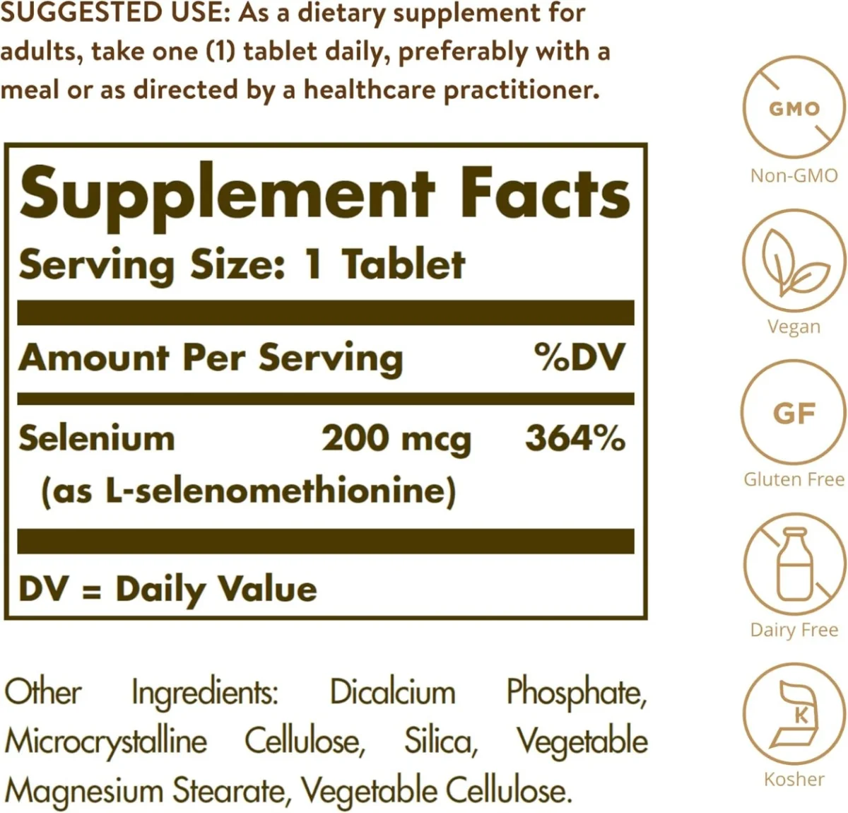 Solgar Selenium Yeast Free - 200 mcg - 250 Tablets