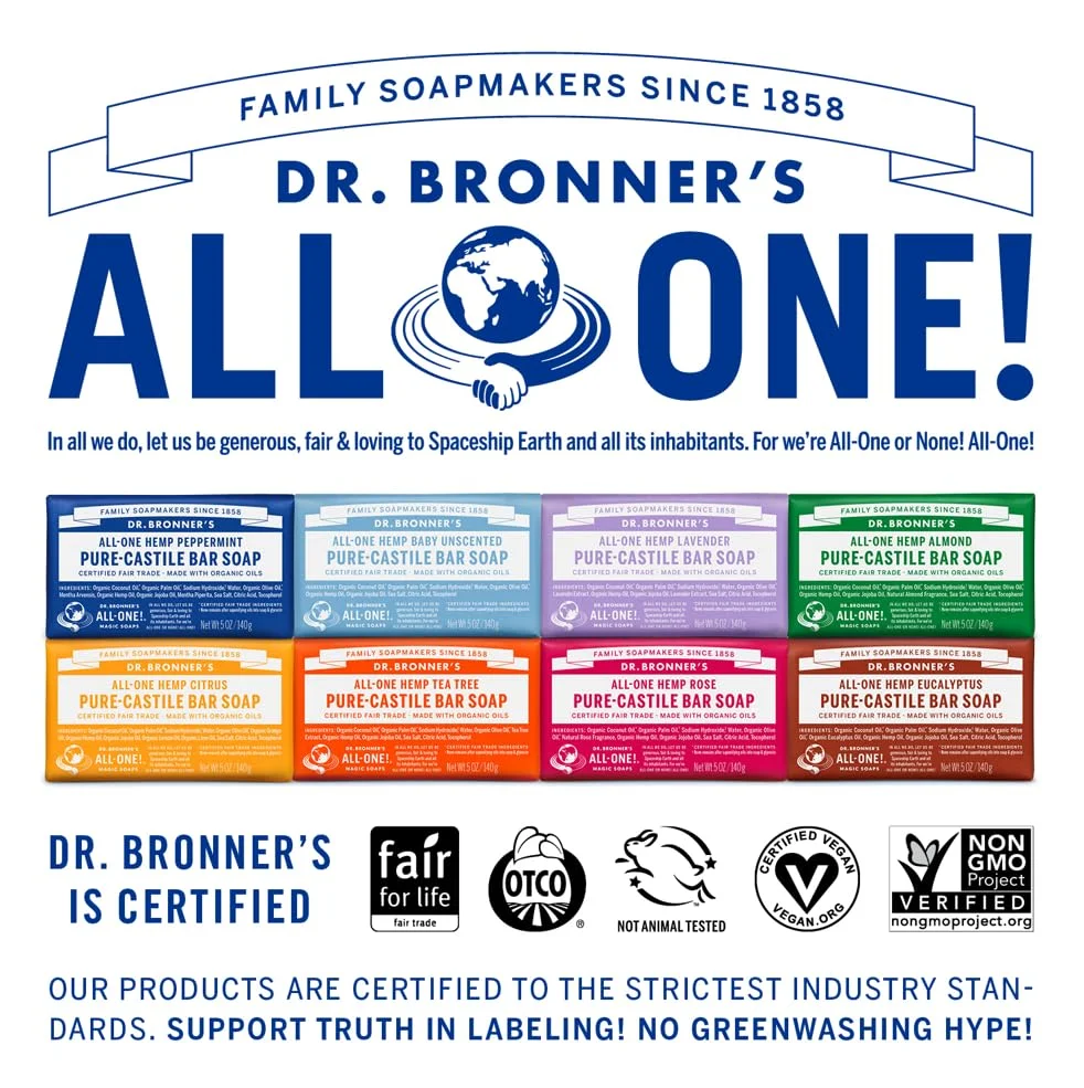 Dr. Bronner's All-One Pure-Castile Bar Soap Hemp Baby Unscented - 5 oz