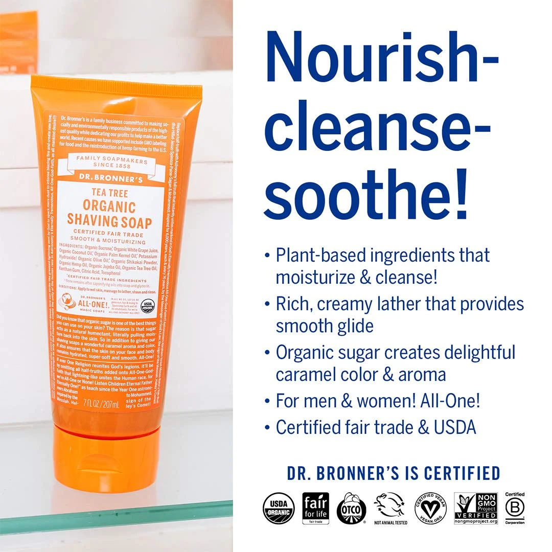 Dr. Bronner's Organic Shaving Soap Tea Tree - 7 fl oz