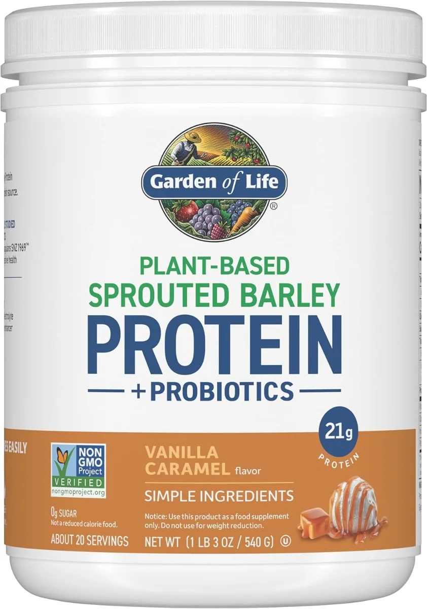 Garden of Life, Plant‑Based Sprouted Barley Protein + Probiotics, Chocolate, 1 lb 4 oz (564 g)