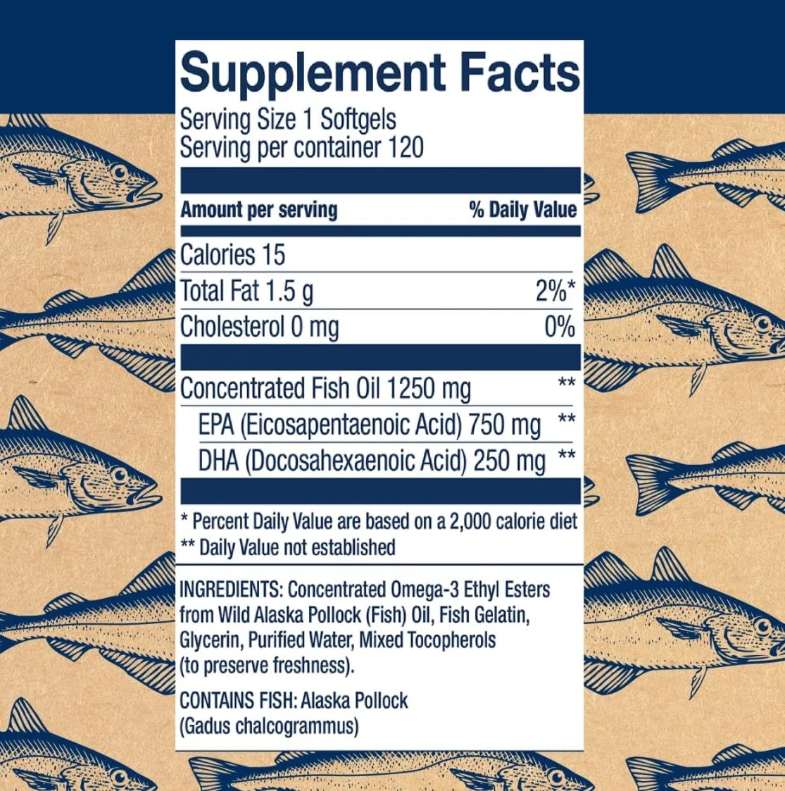 Wiley's Finest Wild Alaskan Fish Oil Peak EPA - 1250 mg - 120 Softgels