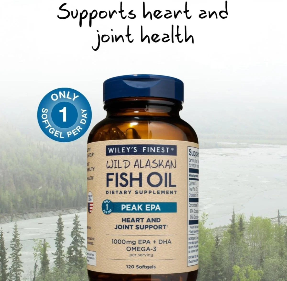 Wiley's Finest Wild Alaskan Fish Oil Peak EPA - 1250 mg - 120 Softgels