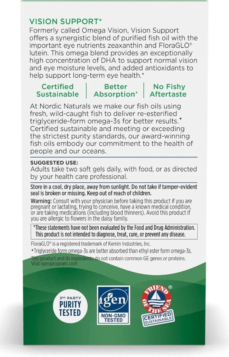 Nordic Naturals Vision Support Omega Blend - 730 mg - 60 Softgels