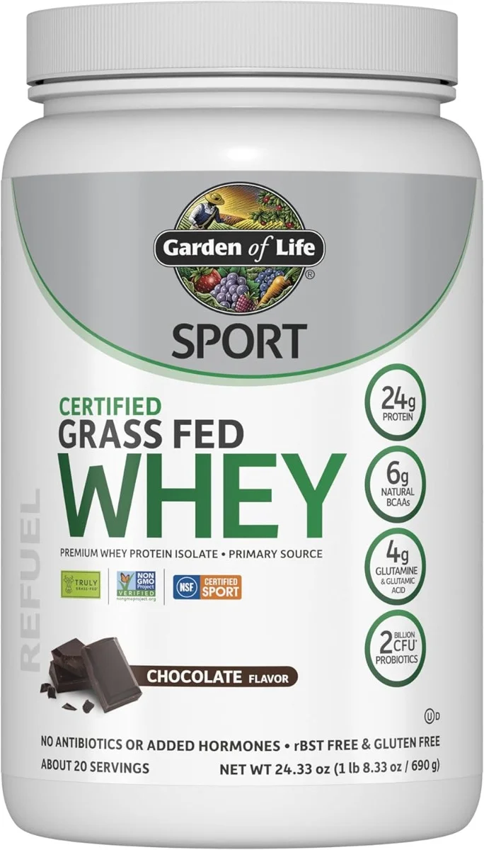 Garden of Life Sport Certified Grass Fed Whey Protein - NSF Certified for Sport Chocolate - 20 Servings