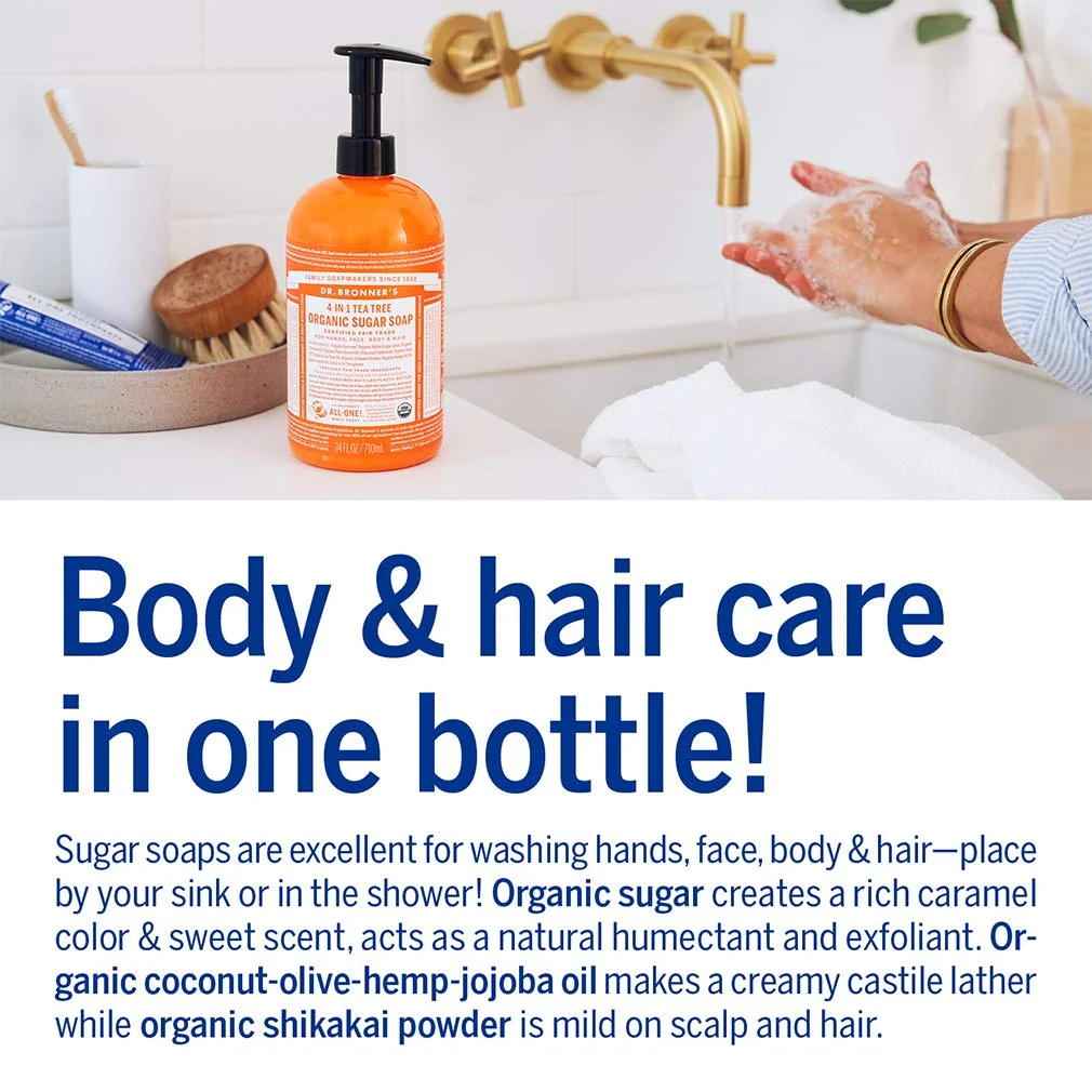 Dr. Bronner's Organic 4-in-1 Pump Soap Sugar Tea Tree - 12 fl oz