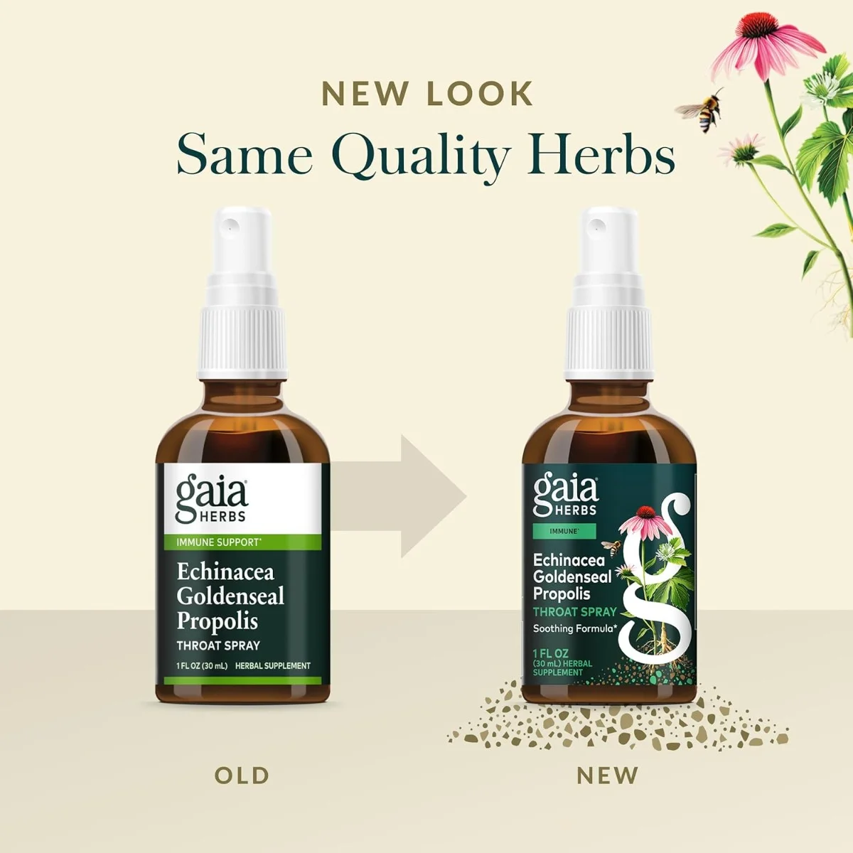 Gaia Herbs, Throat Spray, Echinacea Goldenseal Propolis, 1 fl oz (30 ml)