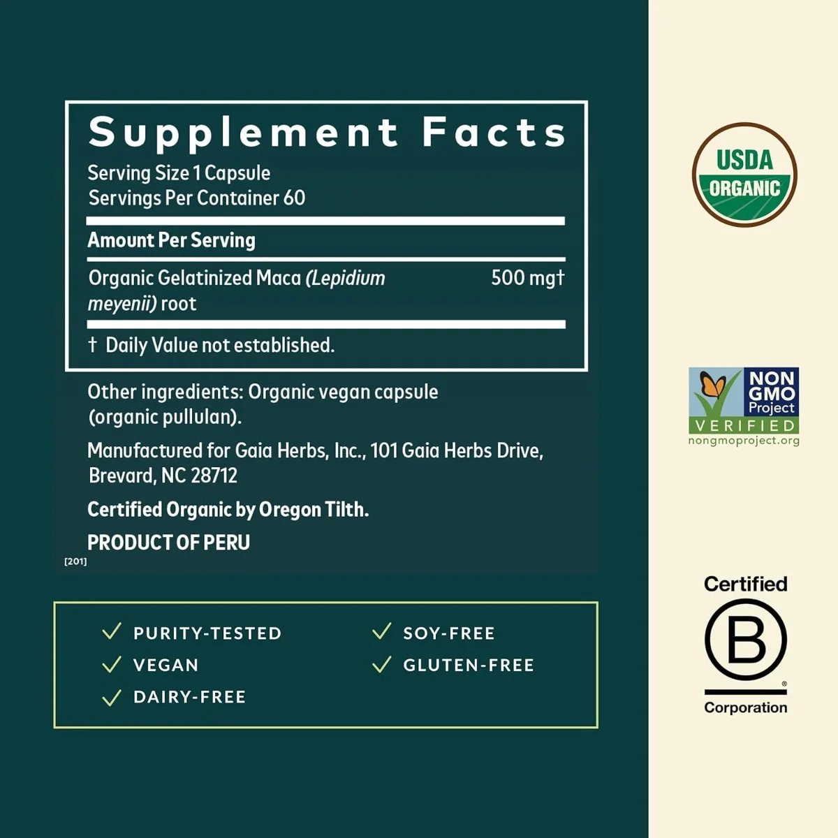 Gaia Herbs Maca Root - 60 Vegan Capsules