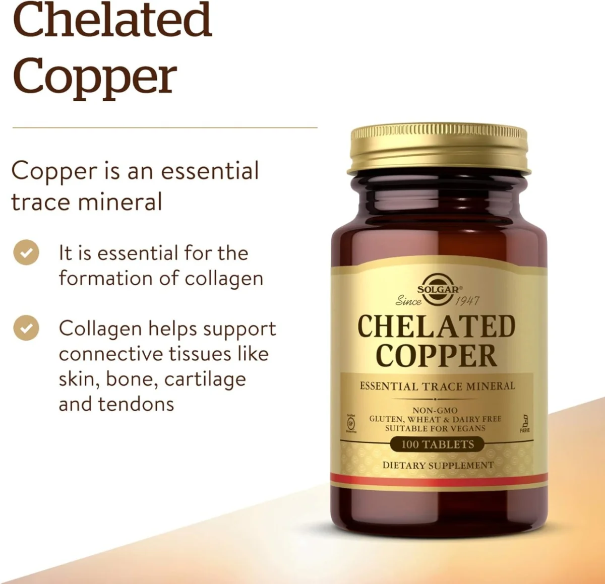 Solgar Chelated Copper - 100 Tablets