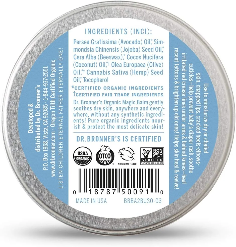 Dr. Bronner's Organic Magic Balm for Baby Hands Face & Body Unscented - 2 oz