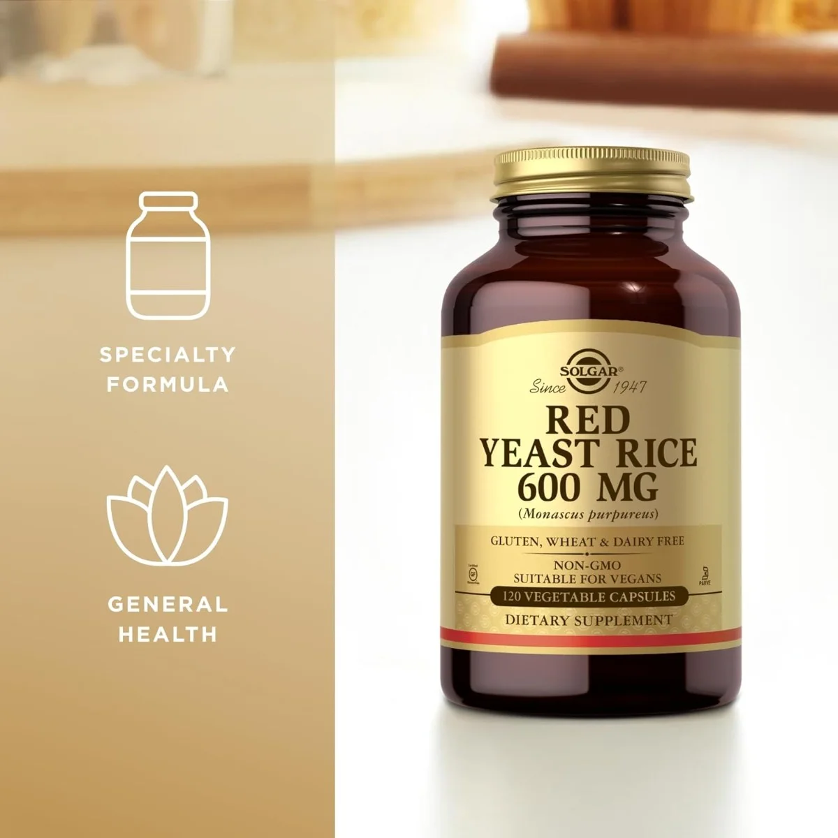 Solgar Red Yeast Rice - 600 mg - 120 Vegetable Capsules