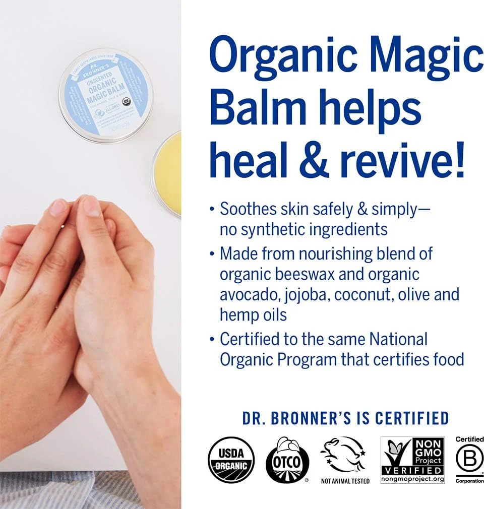 Dr. Bronner's Organic Magic Balm for Baby Hands Face & Body Unscented - 2 oz