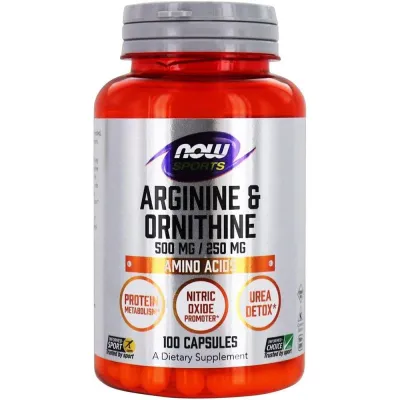 NOW Sports Arginine & Ornithine - Informed Sport Certified - 100 Capsules