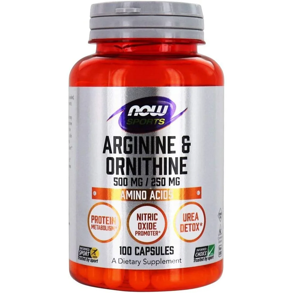 NOW Sports Arginine & Ornithine - Informed Sport Certified - 100 Capsules