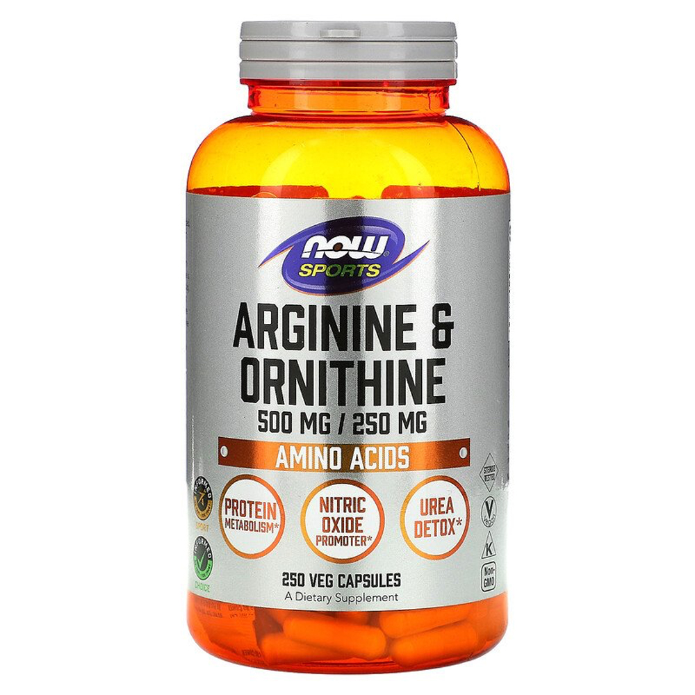 NOW Sports Arginine & Ornithine - Informed Sport Certified - 250 Capsules