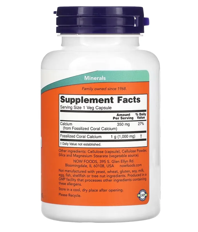 NOW Coral Calcium - 1000 mg - 100 Vegetarian Capsules