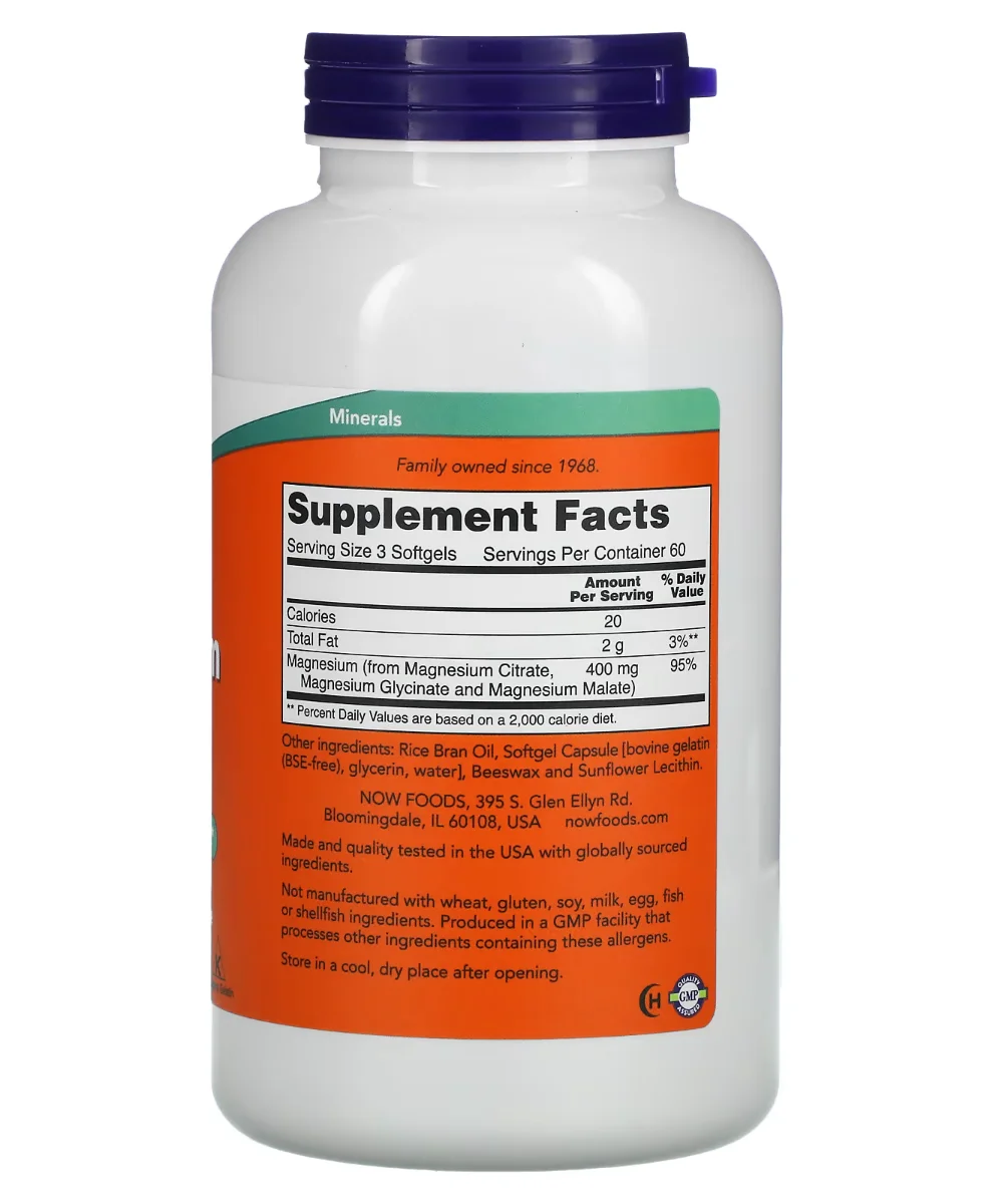 NOW Magnesium Citrate - 400 mg - 180 Softgels