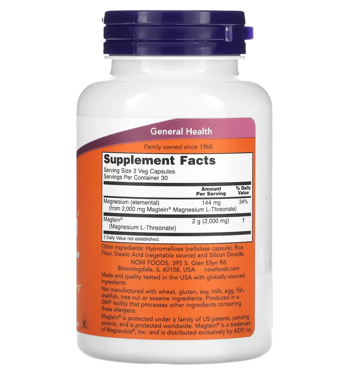 NOW Magtein Magnesium L-Threonate - 90 Veg Capsules