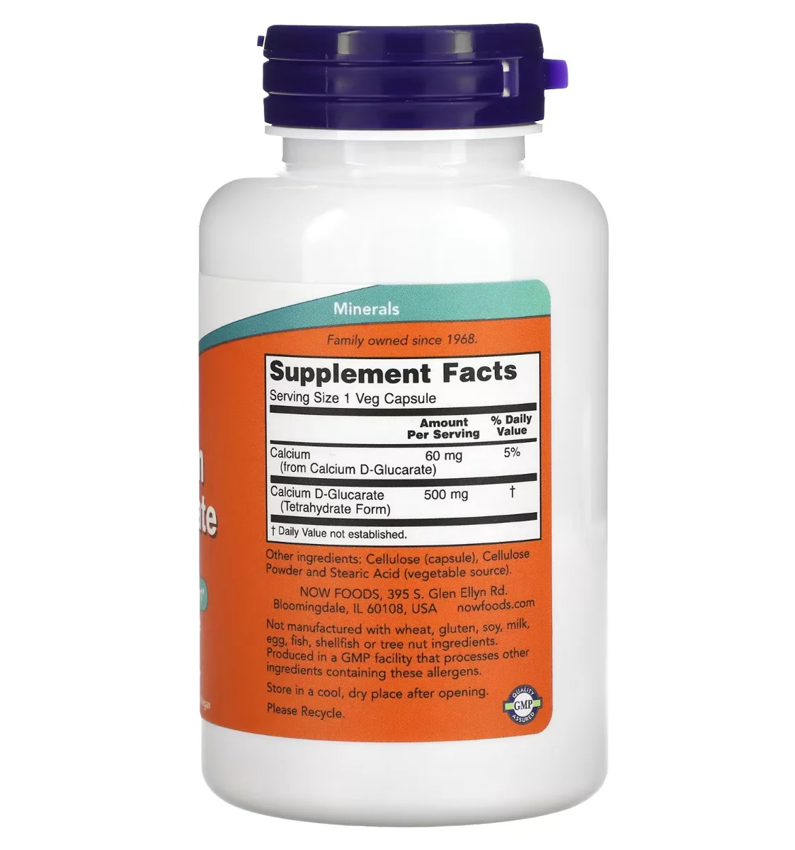 NOW Calcium D-Glucarate - 500 mg - 90 Veg Capsules