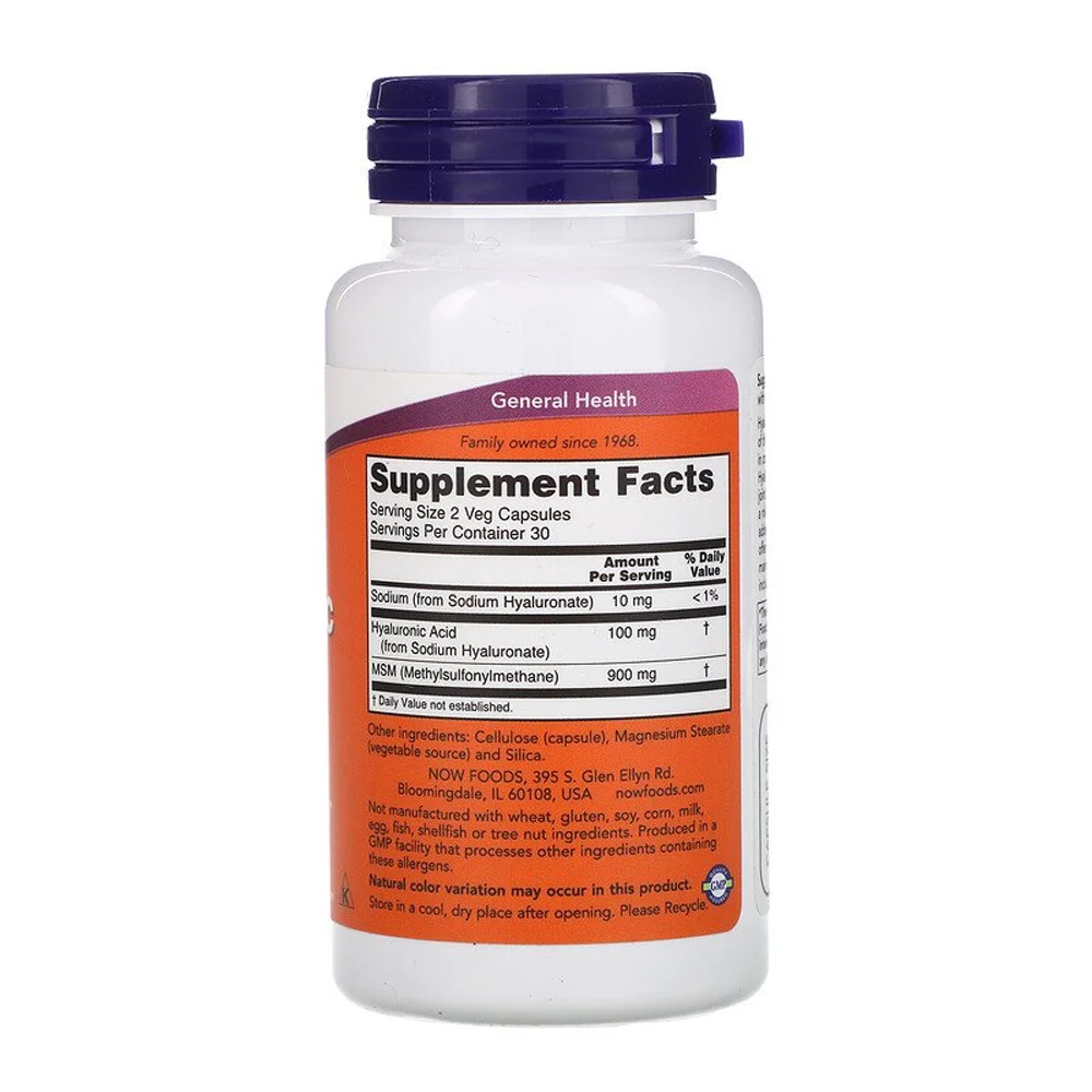 NOW Hyaluronic Acid - 50 mg - 60 Veg Capsules