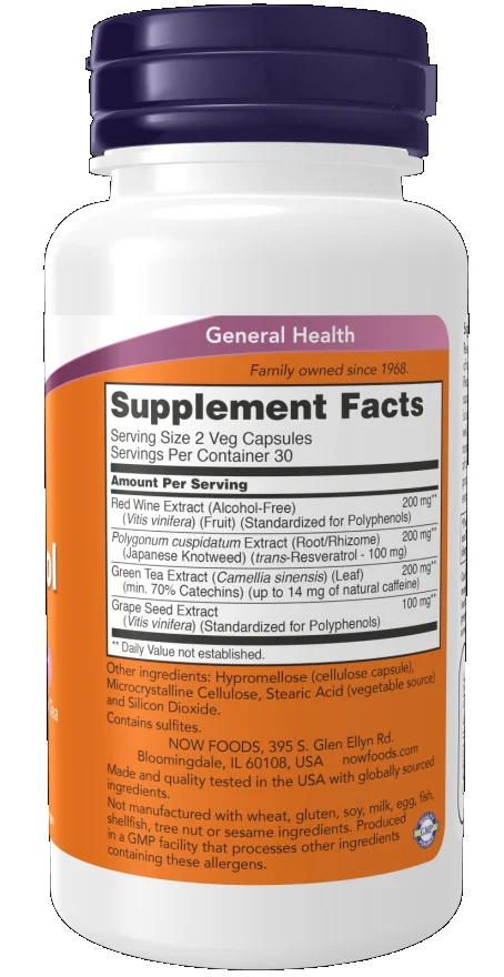 NOW Foods Natural Resveratrol 50 mg 60 Veg Capsules