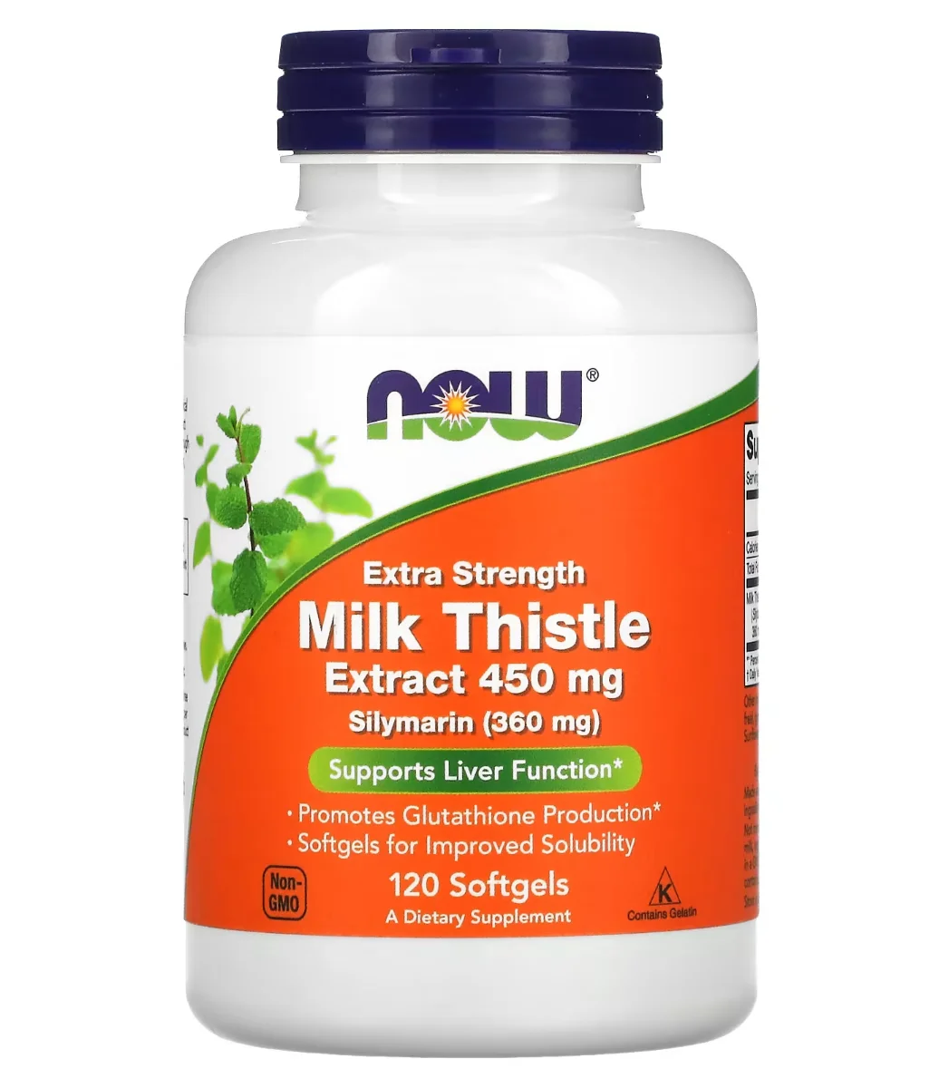 NOW Extra Strength Silymarin Milk Thistle Extract - 450 mg - 120 Softgels
