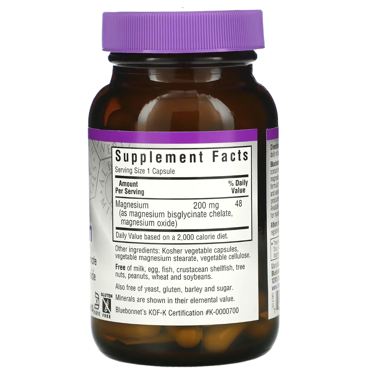 Bluebonnet Nutrition Buffered Chelated Magnesium - 200 mg - 60 Vegetable Capsules