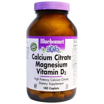 Bluebonnet Nutrition Calcium Citrate Magnesium Plus Vitamin D3 - 180 Caplets