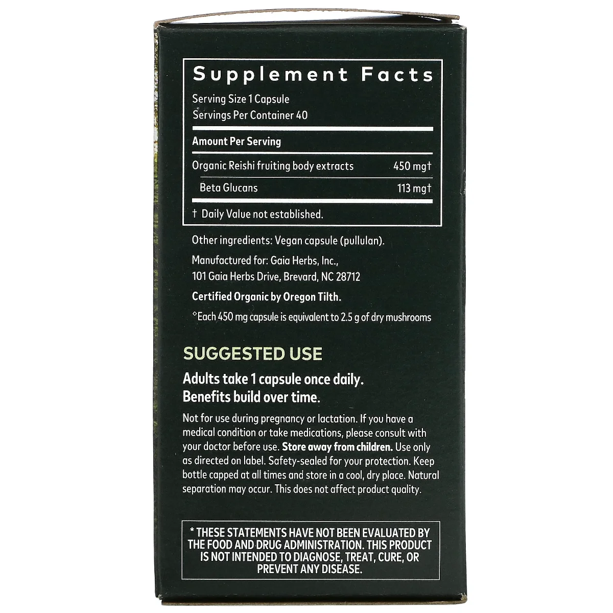 Gaia Herbs Reishi Mushroom - 40 Vegan Capsules