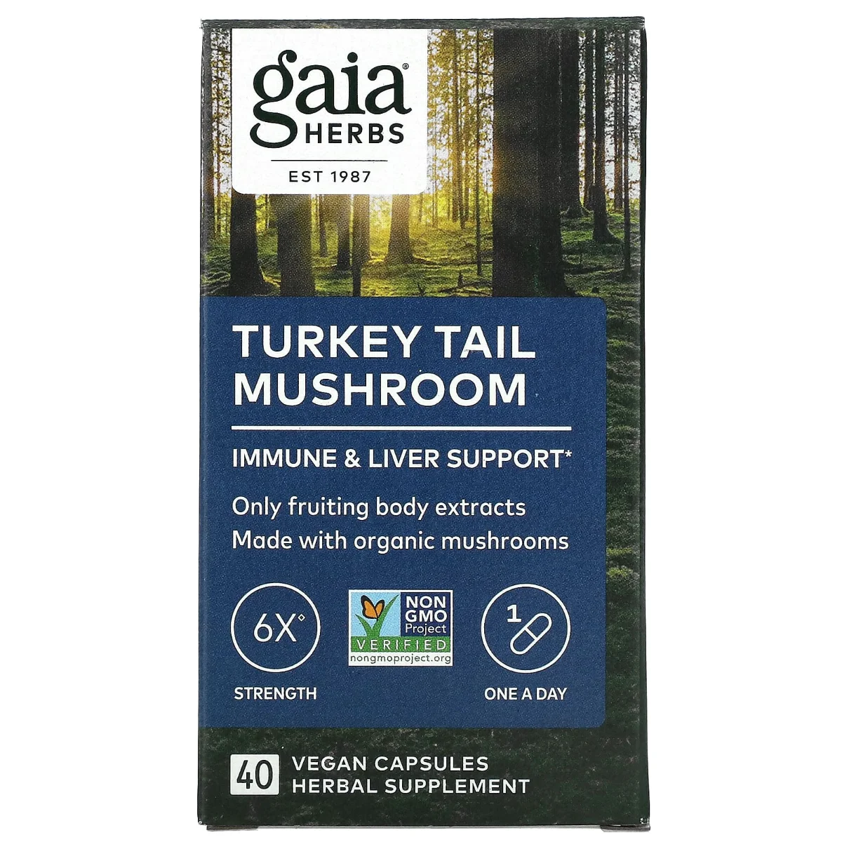 Gaia Herbs Turkey Tail Mushroom - 40 Vegan Capsules