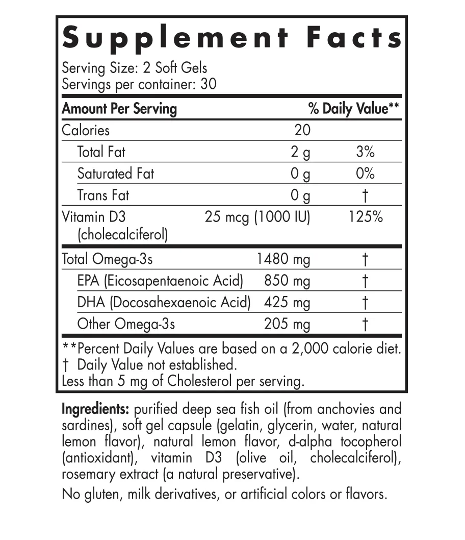 Nordic Naturals Ultimate Omega-D3 Sport - NSF Certified for Sport - 1000 mg - 60 Softgels