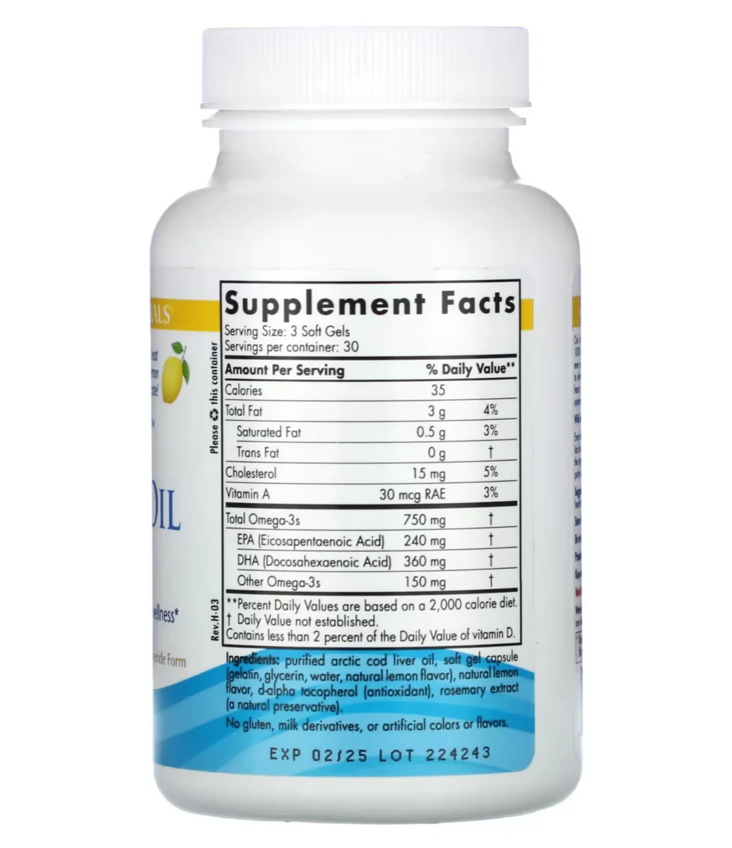 Nordic Naturals Arctic Cod Liver Oil Lemon Fish Oil - 90 Softgels