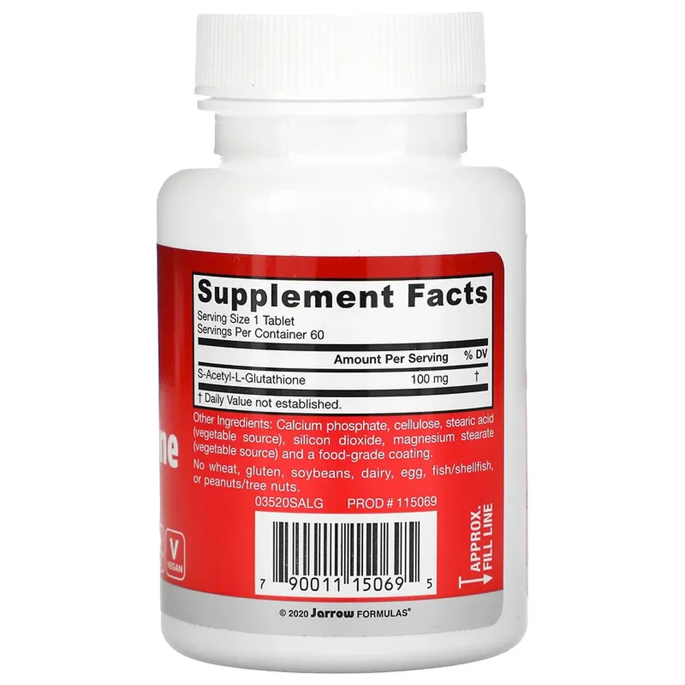 Jarrow Formulas S-Acetyl L-Glutathione - 100 mg - 60 Tablets