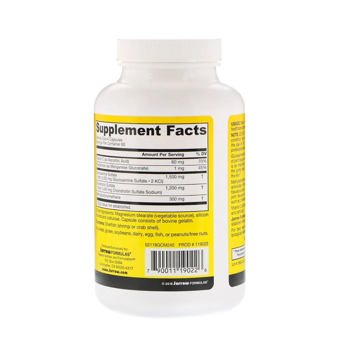 Jarrow Formulas Glucosamine + Chondroitin + MSM - 240 Capsules