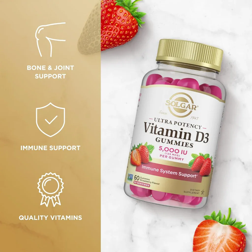 Solgar Ultra Potency Vitamin D3 Gummies Strawberry - 5000 IU - 60 Gummies