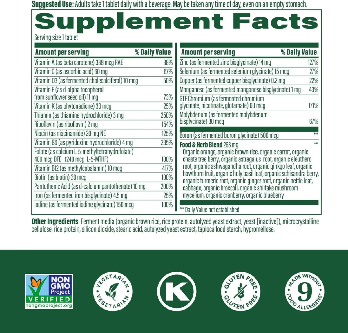 MegaFood Women's 40+ One Daily Multivitamin for Women - 30 Tablets