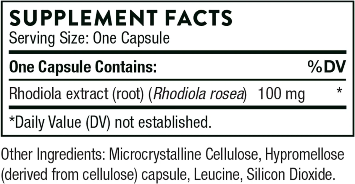 Thorne Research, Rhodiola, 100 mg, 60 Capsules