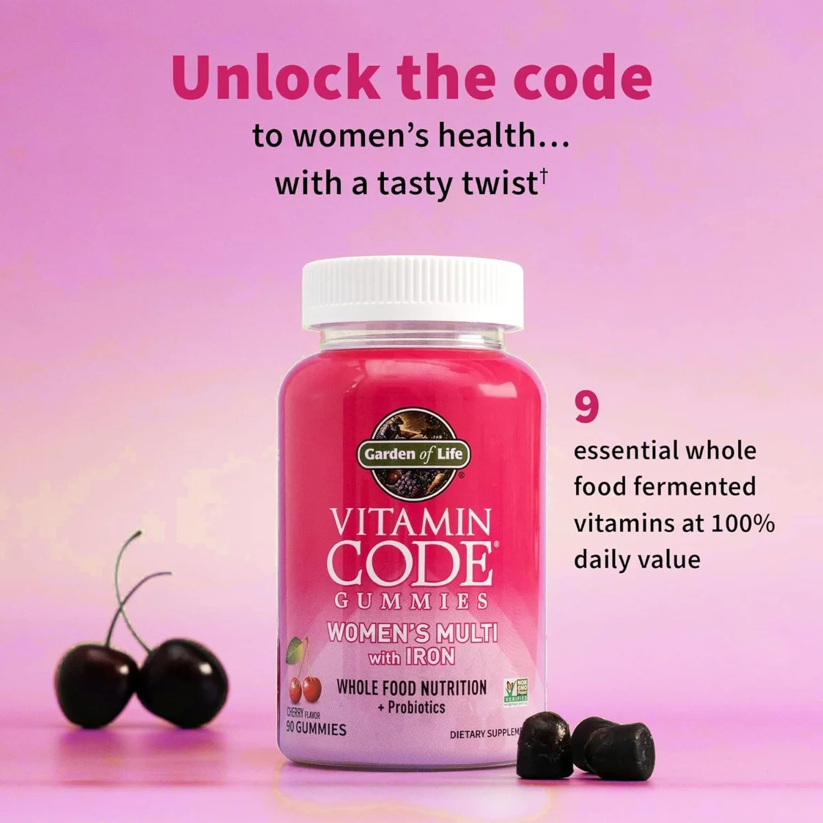 Garden of Life Vitamin Code - Women's Multi with Iron Gummies Cherry - 90 Gummies
