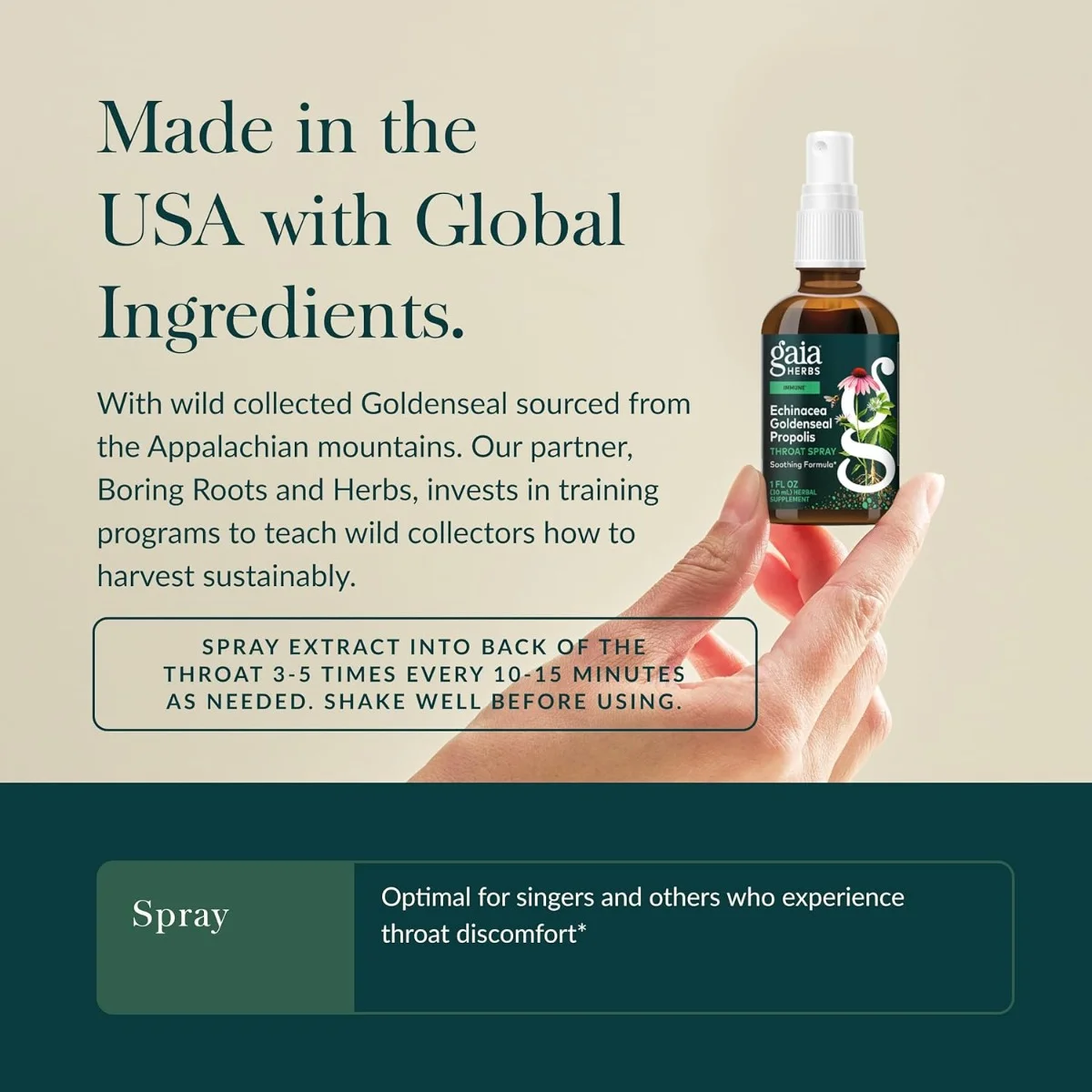 Gaia Herbs, Throat Spray, Echinacea Goldenseal Propolis, 1 fl oz (30 ml)