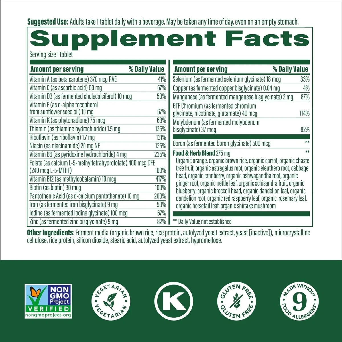MegaFood Women's One Daily Multivitamin for Women - 30 Tablets