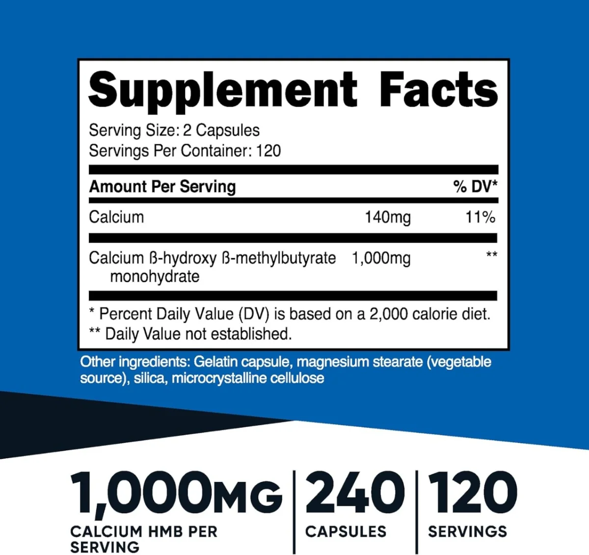 Nutricost HMB Beta-Hydroxy Beta-Methylbutyrate - 1000 mg - 240 Capsules