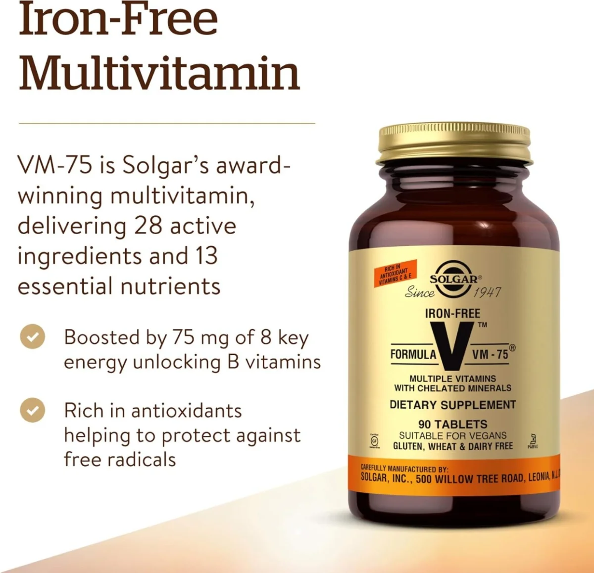 Solgar Formula VM-75 Iron-Free - 90 Tablets