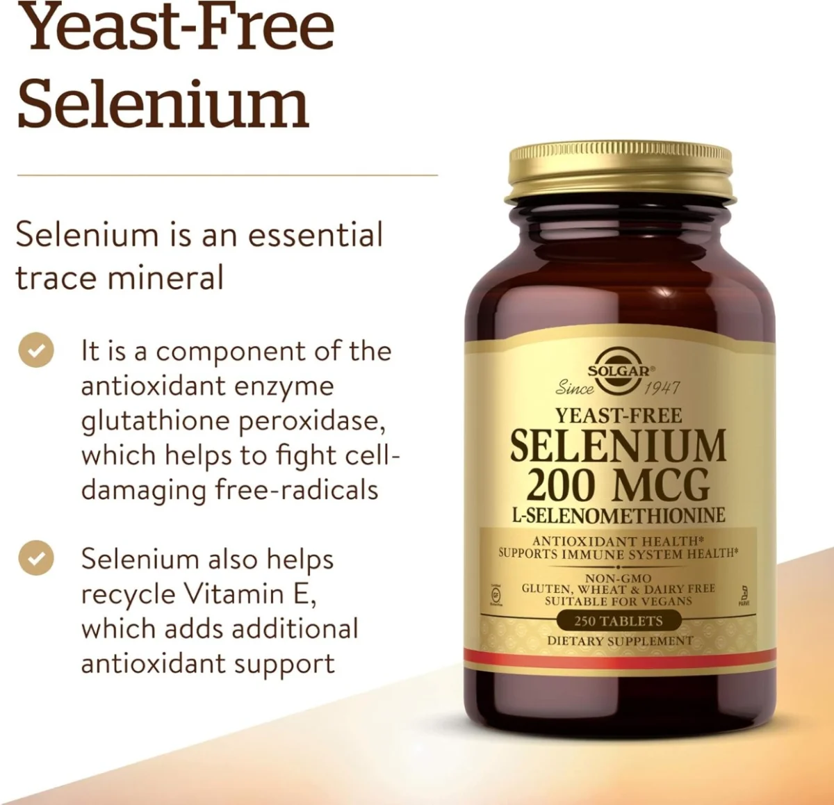 Solgar Selenium Yeast Free - 200 mcg - 250 Tablets