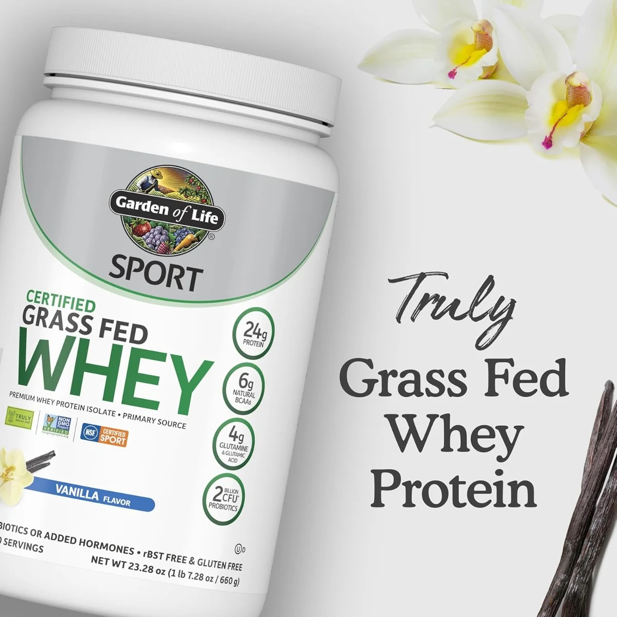 Garden of Life, Sport, Certified Grass Fed Whey, Vanilla, 1 lb 7.28 oz (660 g)