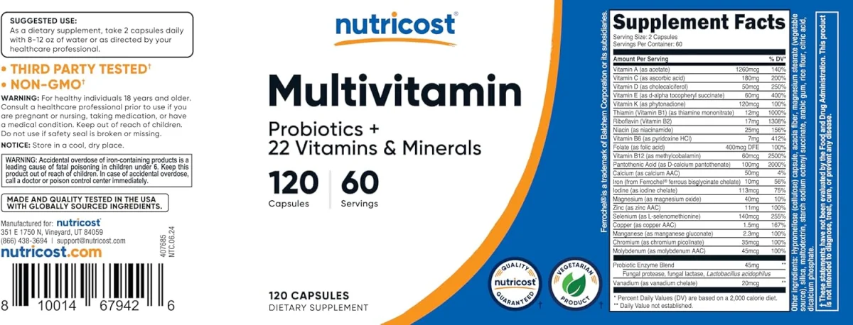 Nutricost Multivitamin - 120 Capsules